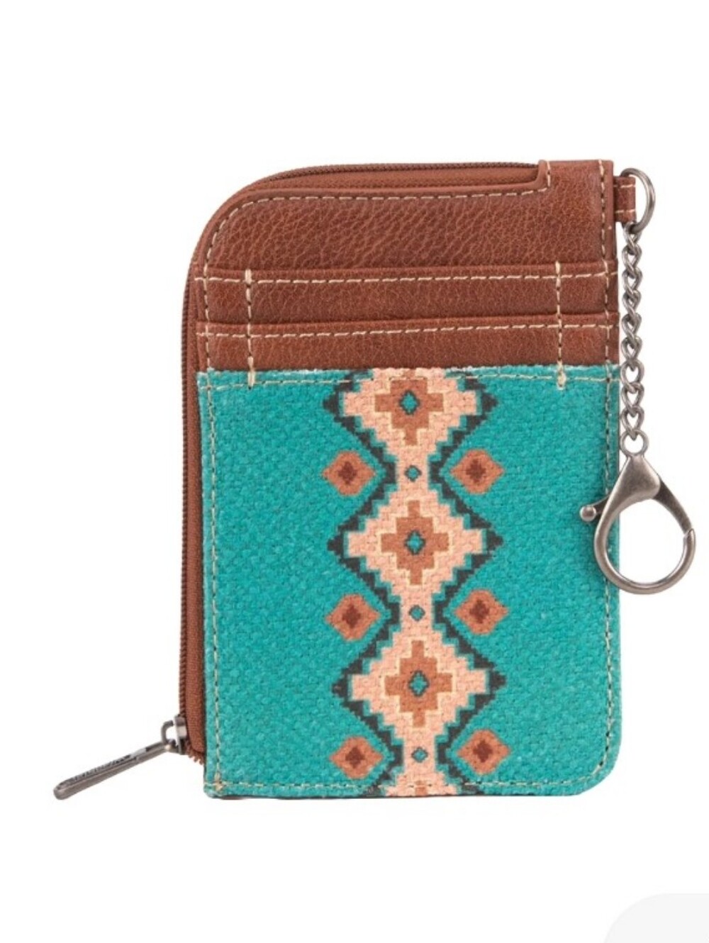 🆕️👛Wrangler Southwestern Art Print Mini Zip Card Case Dark Turquoise